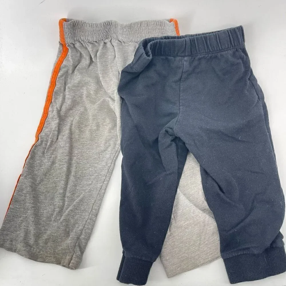 2 pair 18 months toddler pants joggers lightweight black grey grey orange